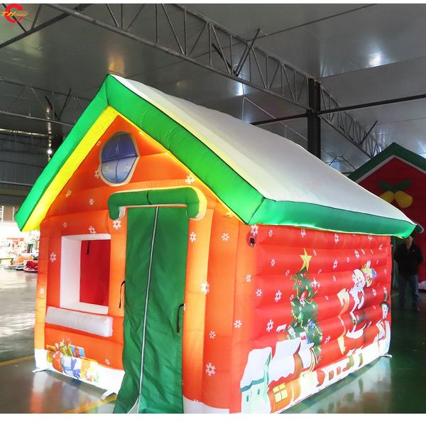 Envío gratuito para actividades al aire libre, 6x4x3,5mH (20x13,2x11,5 pies), iluminación LED, casa inflable de Navidad, gruta de Papá Noel en venta