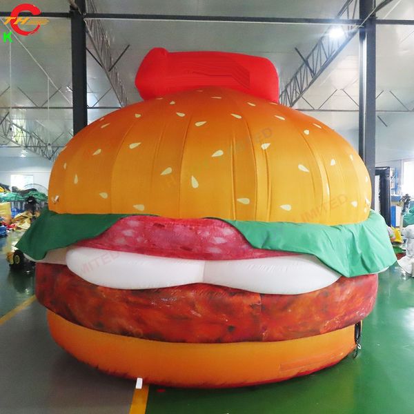 Envío gratuito para actividades al aire libre, publicidad de 8mH (26 pies) con soplador, modelo de hamburguesa inflable gigante, globo de hamburguesa a la venta