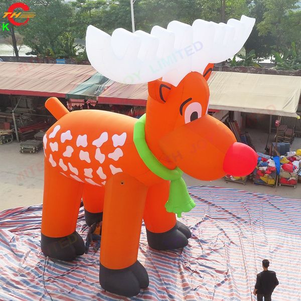 Activités de plein air, livraison gratuite, décoration de noël, dessin animé gonflable de renne au nez rouge à vendre, 8mH (26 pieds) avec ventilateur