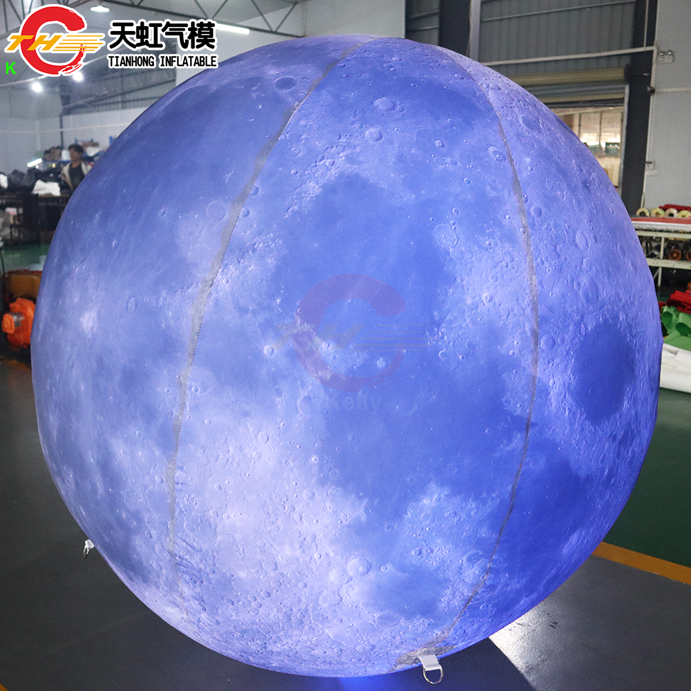 Free Door Shipping 1m-3m Giant Inflatable Moon Balloon Lighting Inflatable Earth Planet Balloon Advertising for Festival Decoration