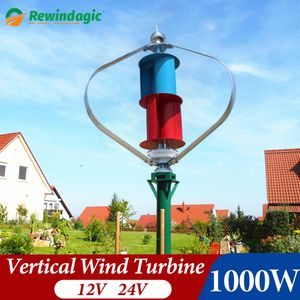 Vrije energie 800W 1000W Verticale windturbine Permanente magneetgenerator Drie fase 12V 24V -as windmolen met controller