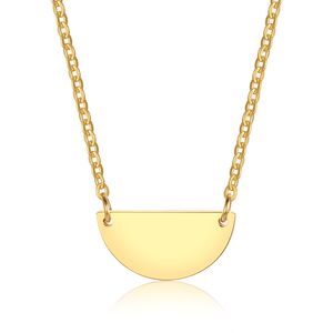Collar de medio círculo de oro grabado gratis en acero inoxidable Collar de media luna personalizado simple Collar de capas minimalista