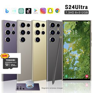 Free Express S24 S23 Ultra 5G Smart Phone Face ID 4G LTE DECA Core 12 Go 512 Go 7.3 pouces Tous écran HD Android OS GPS WiFi 64MP CAMERIE 3G Smartphone Texture