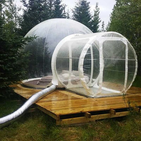 Livraison gratuite ventilateur gratuit gonflable bulle tente 3 M/4 M/5 M Dia extérieur bulle maison pour Camping PVC bulle arbre Igloo tente dôme