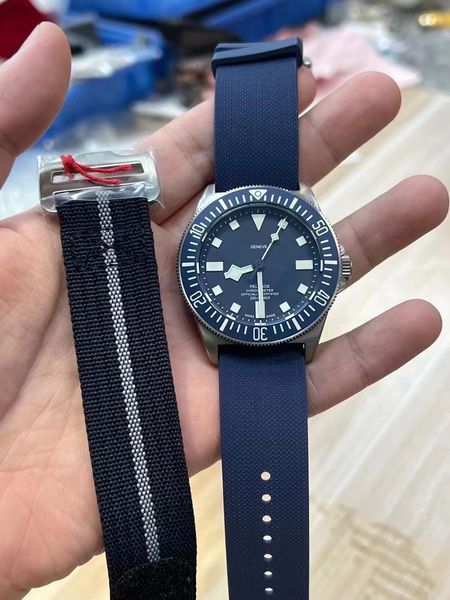 cadeau gratuit bande supplémentaire titane bleu 42MM FXD Marine nationale lumineuse depuis M.N.22 montre homme plongeur natation designer montre-bracelet automatique étanche lunette en céramique