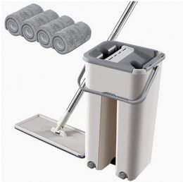 Gratis hand wassen platte dweil met emmer lui 360 roterende magische dweil met knijpen vloerreiniger MOP huishoudelijke schoonmaak tool