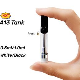 Gratis logo Aangepast A13 Volledige keramische 0,5 ml 1,0 ml Carts Wegwerp Lege Glazen cartridge Vape Oil Atomizer Fabrikant Lever 510 Draadbatterijen Tank Factory Prijs