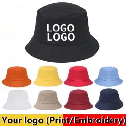 Gratis geborduurde emmerhoeden met logoprint Op maat gemaakte visserspet Vrijetijdshoeden Outdoor Wastafeldoppen Panama gorros katoenen zonnehoed