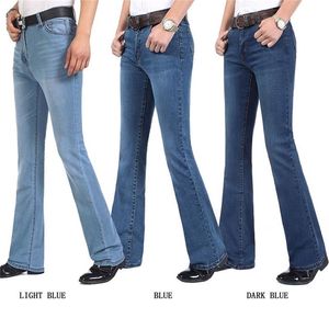 Gratis Heren Hoge Kwaliteit Business Casual Boot Cut Jeans Mid Taille Flares Halfvlakkle Bell Bodem Broek Plus Size 27-38 210723