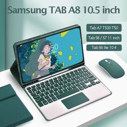 Gratis muis draadloos toetsenbord voor Galaxy Tab S8 X700 X706 S7 11 inch Cover S6 Lite 104 A7 A8 Case met 240424