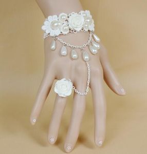 Nueva novia gratis versión coreana de accesorios de vestido de novia femenino princesa niña rosa blanca perla encaje pulsera banda anillo moda clásica ele