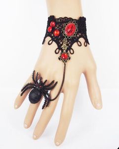 Gratis nueva fiesta de Halloween gótica punk retro araña negra encaje pulsera de señora anillo integración moda clásica exquisita elegancia