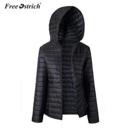 Free Ostrich Jacket Mujer Otoño Invierno Cremallera 2018 Negro Con Capucha Abrigos Cálidos Manga Larga Sólido Parkas Abrigo L0630