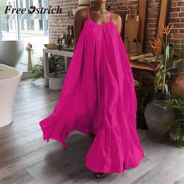 Free Ostrich Summer Long Maxi Dress Mujeres Sexy Loose Beach Vestidos Tallas grandes 5xl Sin mangas Correa Vestido Mujeres Party Vestido 210331