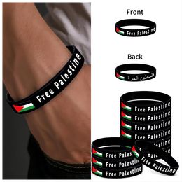 Gratis Palestina Palestina Vlag Armbanden Stand met Palestina Vlag Gaza Vlag Ondersteuning Arabische Vrijheid voor Palestijnen Siliconen Manchet Polsbandjes voor volwassenen