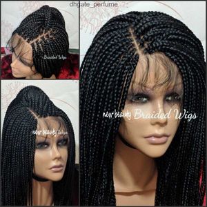 Gratis onderdeel Box Braids Wig Black/Brown/Blonde Braziliaanse volle kanten front pruik jumbo gevlochten synthetische pruik babyhaar warmtebestendig