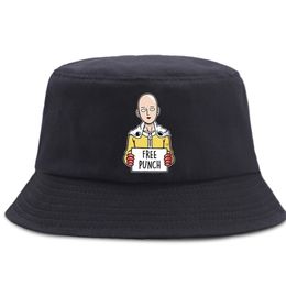 Free Punch Cartoon One Punch Man Chapeaux de pêcheur Outdoor Unisex Beach Sun Cap Pliable Hip Hop Bucket Hat Sunscreen Panama Caps 220812