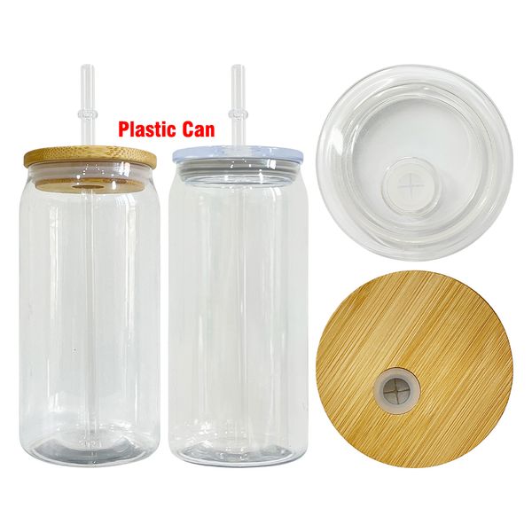 BPA recyclable gratuit 20oz de bière en acrylique PLATE peut les enfants avec des couvercles en plastique et des verres à boire de forme élégante pour les wraps DTF UV en stock 50pcs / boîtier 4.23