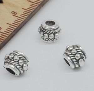 Perles d'espacement à grand trou en alliage d'argent tibétain, 100 pièces, pour la fabrication de bijoux, 8x6mm, livraison gratuite