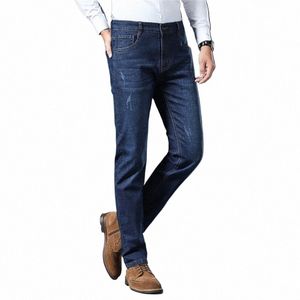 Livraison gratuite 2021 automne et hiver hommes nouveaux jeans à jambe droite avec motif à griffes pantalons décontractés extensibles en vrac pour hommes d'âge moyen q5c1 #