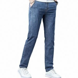 Livraison gratuite 2023 Nouveaux hommes d'été mince mi-hauteur jambe droite jeans élastique coupe ample pantalons décontractés Q3xK #