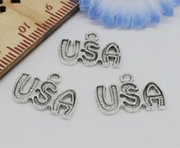 Gratis schip 300 stks Tibetan Silver USA Charms hanger voor armband sieraden maken 15x11mm