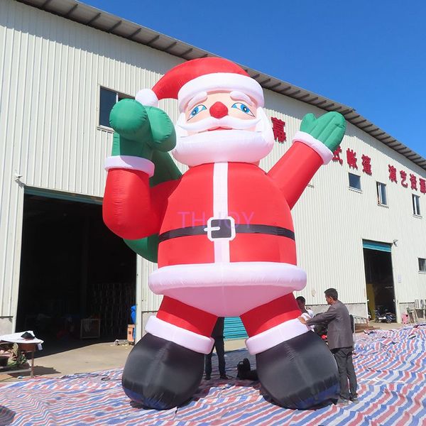 Envío Gratis Papá Noel inflable gigante de 33 pies y 10m de altura con bolsa de regalo para el Festival de Navidad