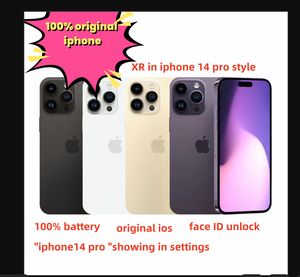 Navire gratuit Apple original iPhone XR dans iPhone 14 Pro Style Phone déverrouillé avec iPhone14 Box scellé ID de visage smartphone scellé RAM Scellé déverrouillé