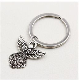 gratis schip Mode 20 stks/partij Sleutelhanger Sleutelhanger Sieraden Verzilverd Angel Charms Key Accessoires