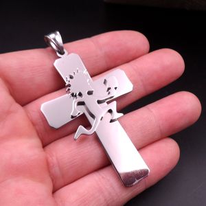 Navire libre Vente chaude ICP Bijoux Punk En Acier Inoxydable grand 2 '' Hatchetman Juggalette Croix Pendentif avec 3mm 30 pouces boule chaîne Collier