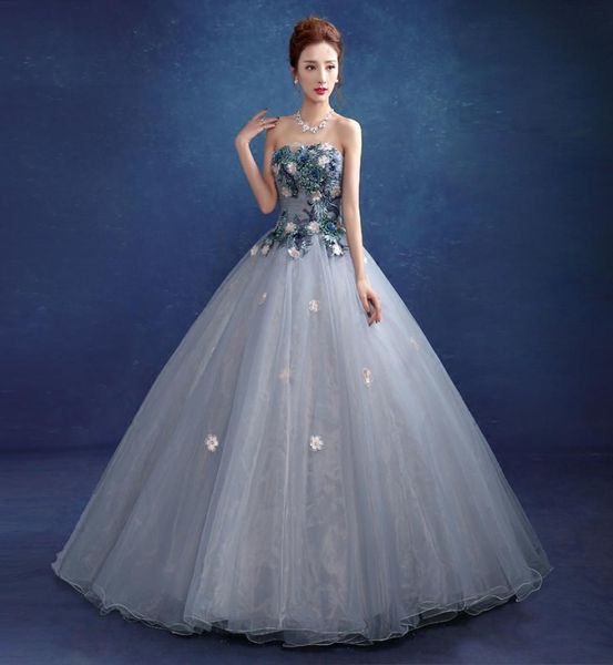 Navire gratuit bleu clair / gris clair épaule robe de bal robe médiévale robe Renaissance Sissi princesse victorienne / Marie Belle Ball7918450