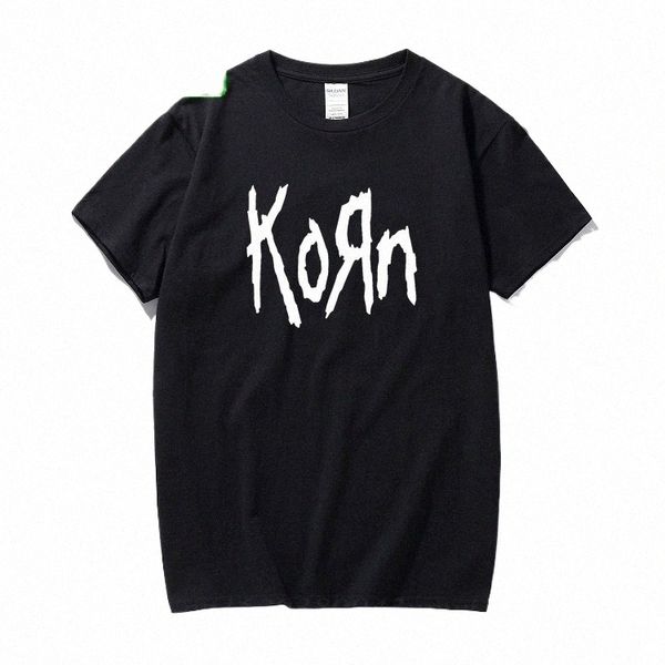 Livraison gratuite hommes t-shirts fi manches courtes Korn Rock Band lettre T-shirt Cott High Street Tee chemises de grande taille h2UQ #