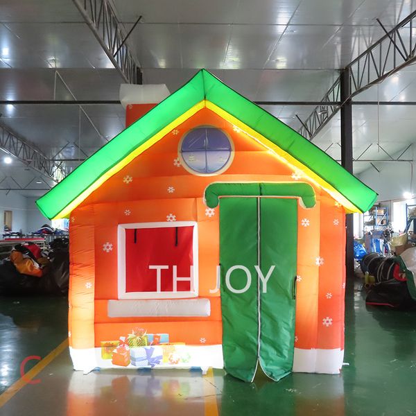 Casa de Navidad inflable gigante para actividades al aire libre, gruta de Papá Noel con luz, envío gratis, 2022