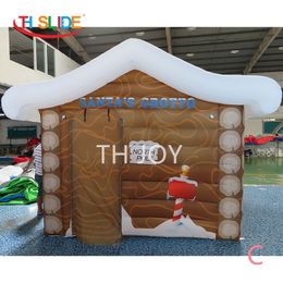 Barco gratuito Actividades al aire libre 4x3m Decoración navideña al aire libre soplando inflable Santa Claus Grotto Tent House en venta