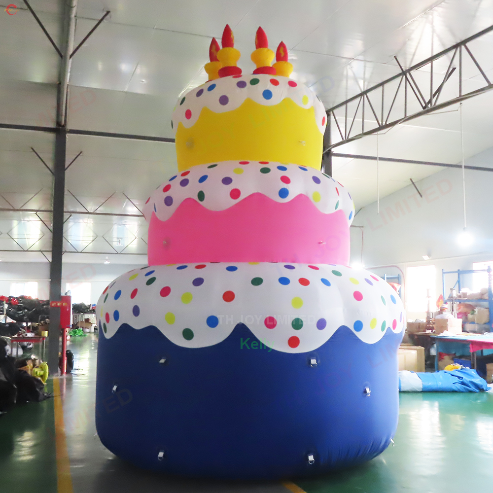 Gratis schip Outdoor Activiteiten Advertent Giant opblaasbare verjaardagstaart Luchtballon te koop