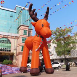 Gratis schip Outdoor Activiteiten Gigantische opblaasbare kerst rendier Deer Cartoon met hoorns voor reclame en decoratie
