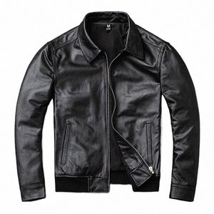 Livraison gratuite. Veste en cuir véritable de grande taille pour père. Manteau en peau de vache 100% naturelle. Tissu en cuir bon marché classique décontracté pour hommes.n9wW#