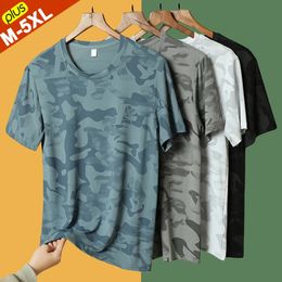 Navire gratuit Tshirts Men Men de camouflage sec rapide Tshirt mâle tee shirt man tops pêche portant des vêtements de course puls taille 5xl 240524