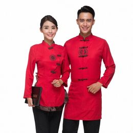 Livraison gratuite Tea House Lg Manches Uniformes de travail Costumes traditionnels chinois Hotpot Serveur Tang Uniforme Chemise + Apr Set Ventes N1a2 #