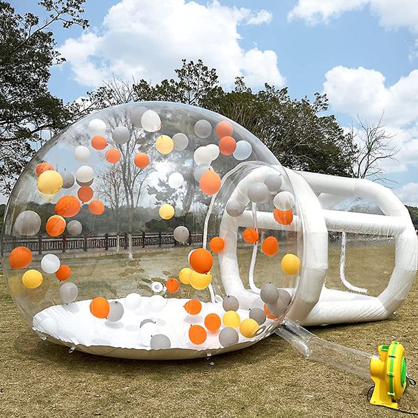 Tente de camping gonflable globe gonflable, maison à bulles transparente, pour activités de plein air, tunnel de 3.5m de diamètre + 1.5m, livraison gratuite à porte