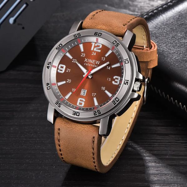 Marca gratuita de la moda de la moda de envío Men Luxury Watch Deportes Deportes Analógicos Cuero de cuero Muñeco de muñeca de acero inoxidable RELOJ PARA MUJER 240414