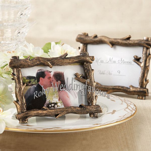 50 PCS Branche D'arbre Rustique Mini Cadre Photo Lieu Titulaire De La Carte Faveurs De Mariage Partie Table Décor Événement Cadeau Idées De Douche Nuptiale