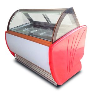 Gratis Verzending Keukenapparatuur Anti-Mist Glas 8 Pannen Gelato Display Freeze / Ice Cream Showcase