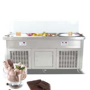 Keuken Dining Bar Kolice Commercial Kitchen Equipment Etl CE Dubbele pannen met 10 kleine vriezer snack Food Fried Ice Cream Rolled Machine