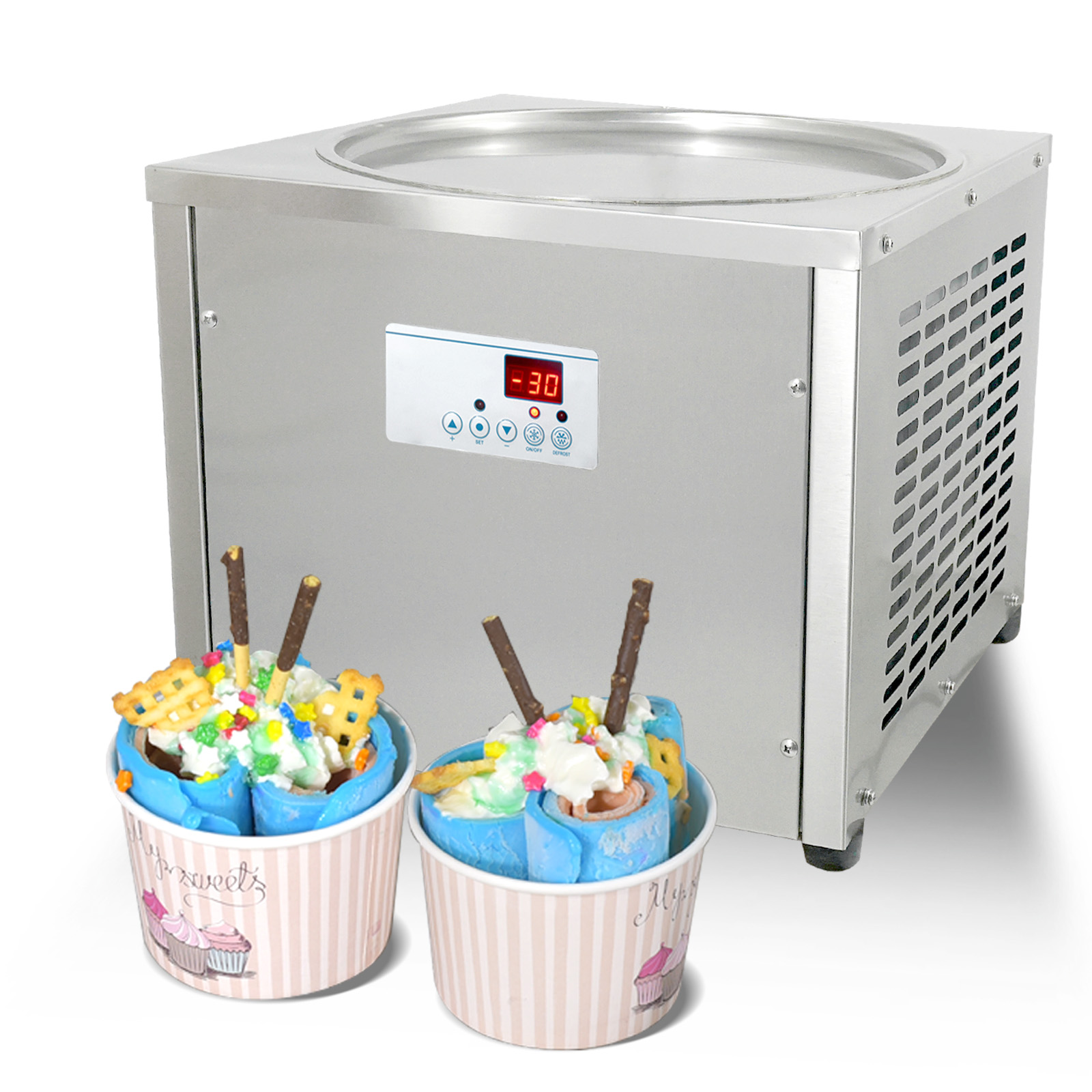 Livraison gratuite à la porte Commercial Roll Roll Ice Cream Machine Équipement de transformation des aliments 45 cm