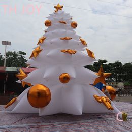activités de plein air livraison gratuite arbre gonflable de Noël blanc 10 mH (33 pieds), ballon d'arbre de Noël gonflable éclairé par LED pour événement