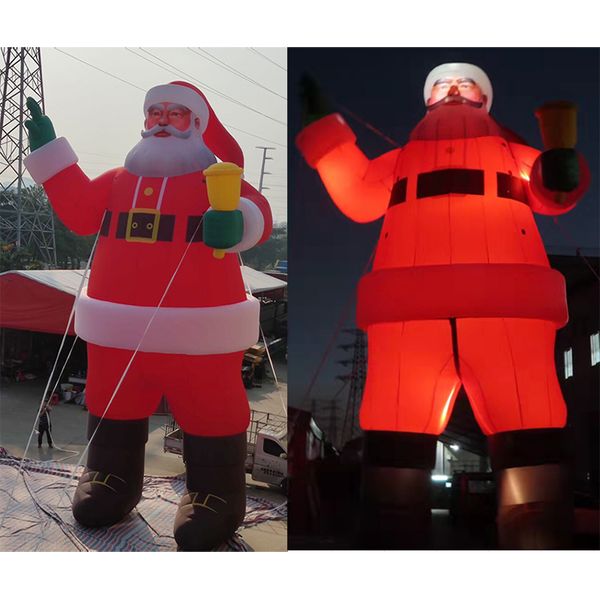 Envío gratuito actividades al aire libre 12 mH (40 pies) con soplador gigante inflable Papá Noel publicidad Navidad anciano dibujos animados con luz blanca