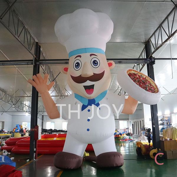 Envío gratuito actividades al aire libre 8mH (26 pies) modelo publicitario chef inflable hombre cocinero con pizza, nuevo globo inflable de chef 2024