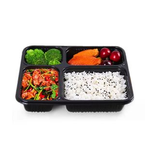 Envío gratuito Saque 4 compartimentos Contenedores Grado PP Cajas de embalaje de alimentos Caja bento desechable de alta calidad SEAWAY RRA10832