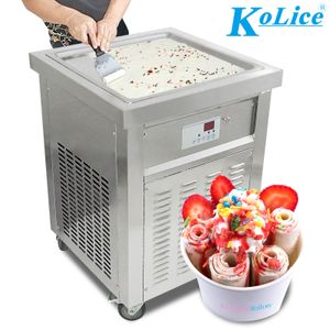 Gratis verzending naar deur EU USA ETL CE voedselverwerkende apparatuur enkele vierkante 52x52 cm pan gebakken ijs machine bevroren yoghurt maker